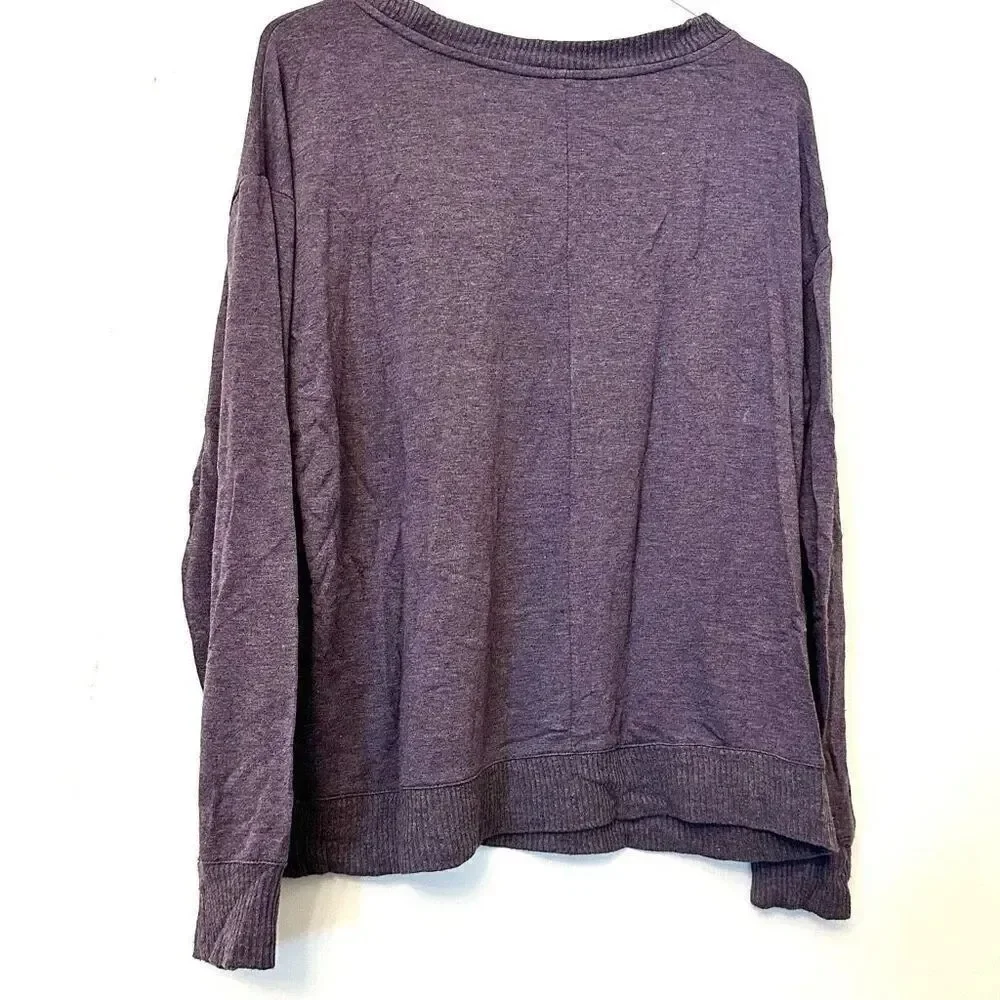 Splendid Rayon Blend Jersey Knit Long Sleeve Pullover Purple Sweatshirt Medium